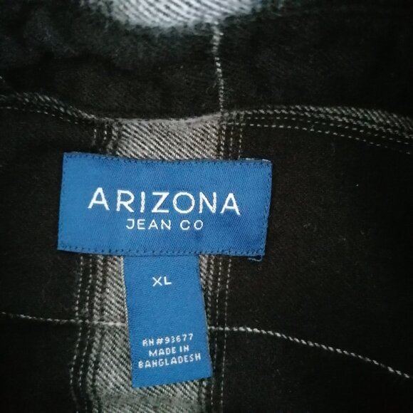 Arizona Jeans Co Womens Black Long Sleeve Check Collared Button Up Shirt Size XL - Picture 5 of 8